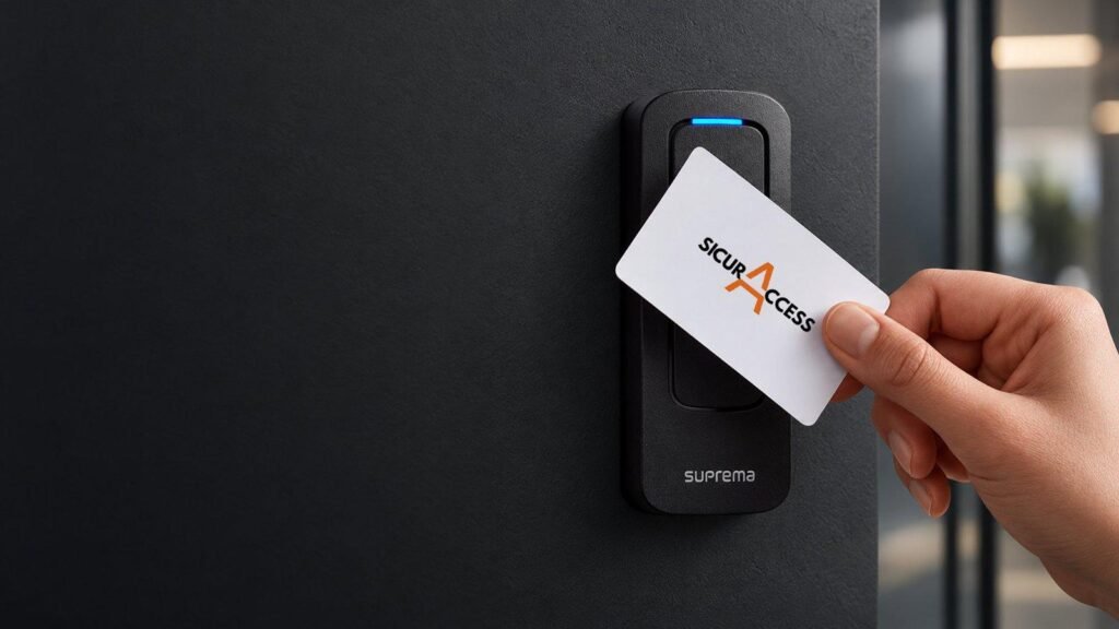 Lettore SUPREMA con badge SicurAccess